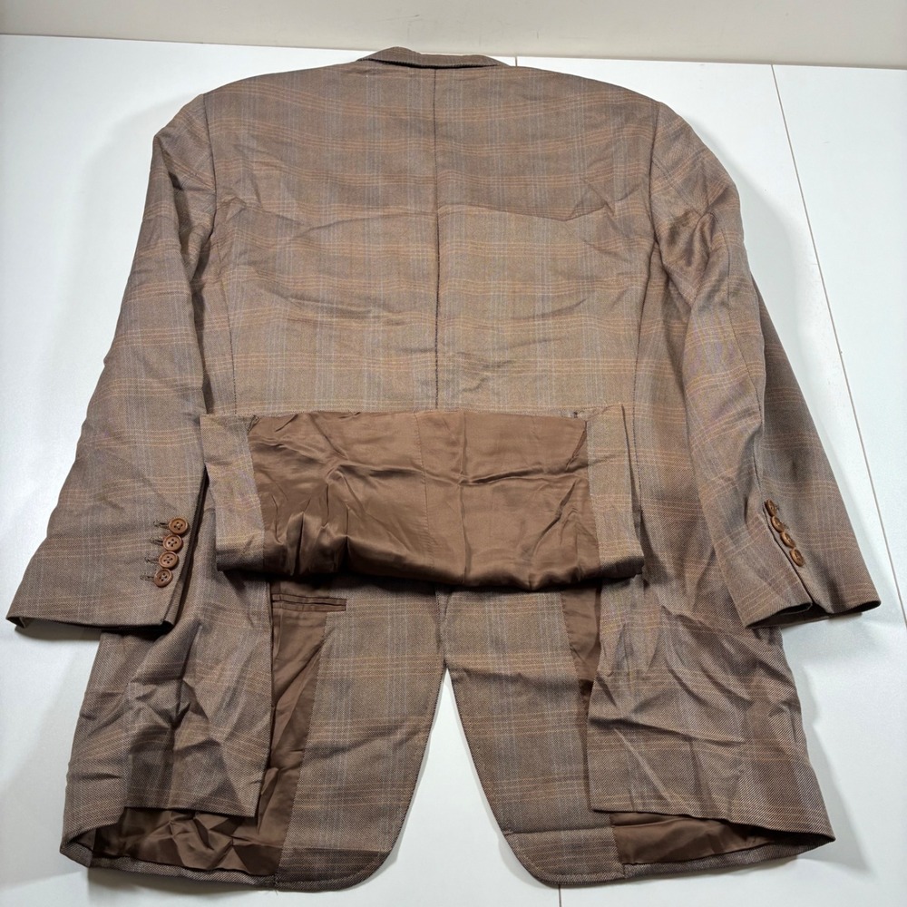 Canali Silk Wool Blazer 42R (EU52R) Brown Glen Plaid Made in Italy Sport Coat - Picture 6 of 11